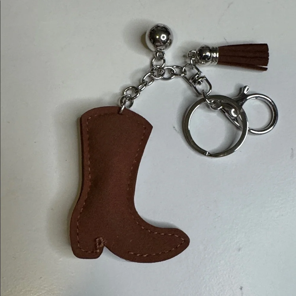 Brown Rhinestone Boot Keychain